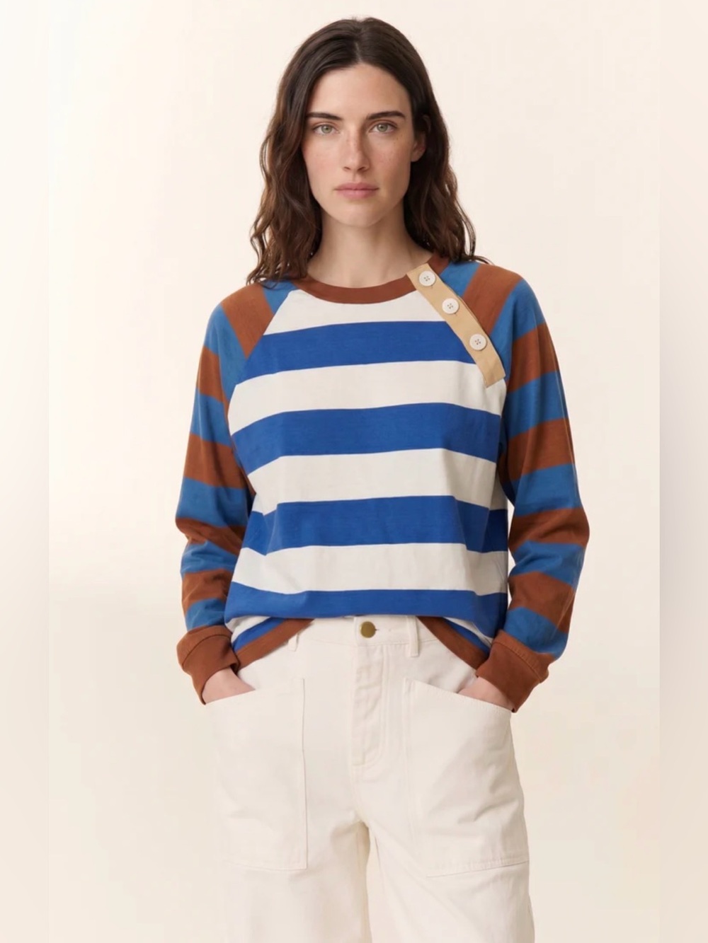 Leon & Harper Samson Strp Striped Sweatshirt Colorful Multicolor Size M NWT!